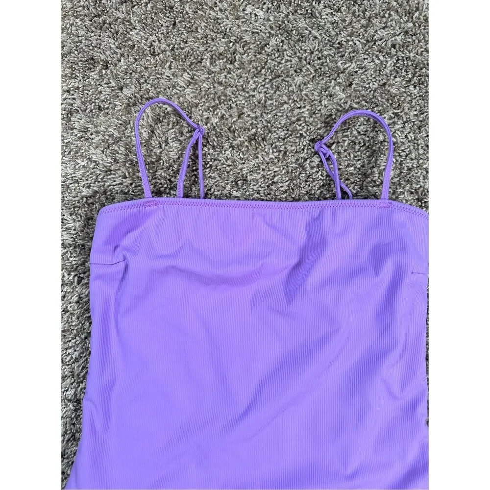 triangl swimwear lavender purple ribbed one piece swimsuit square neckline XS